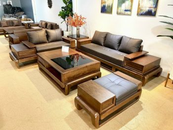 Bộ sofa phòng khách gỗ óc chó cao cấp SFOC006